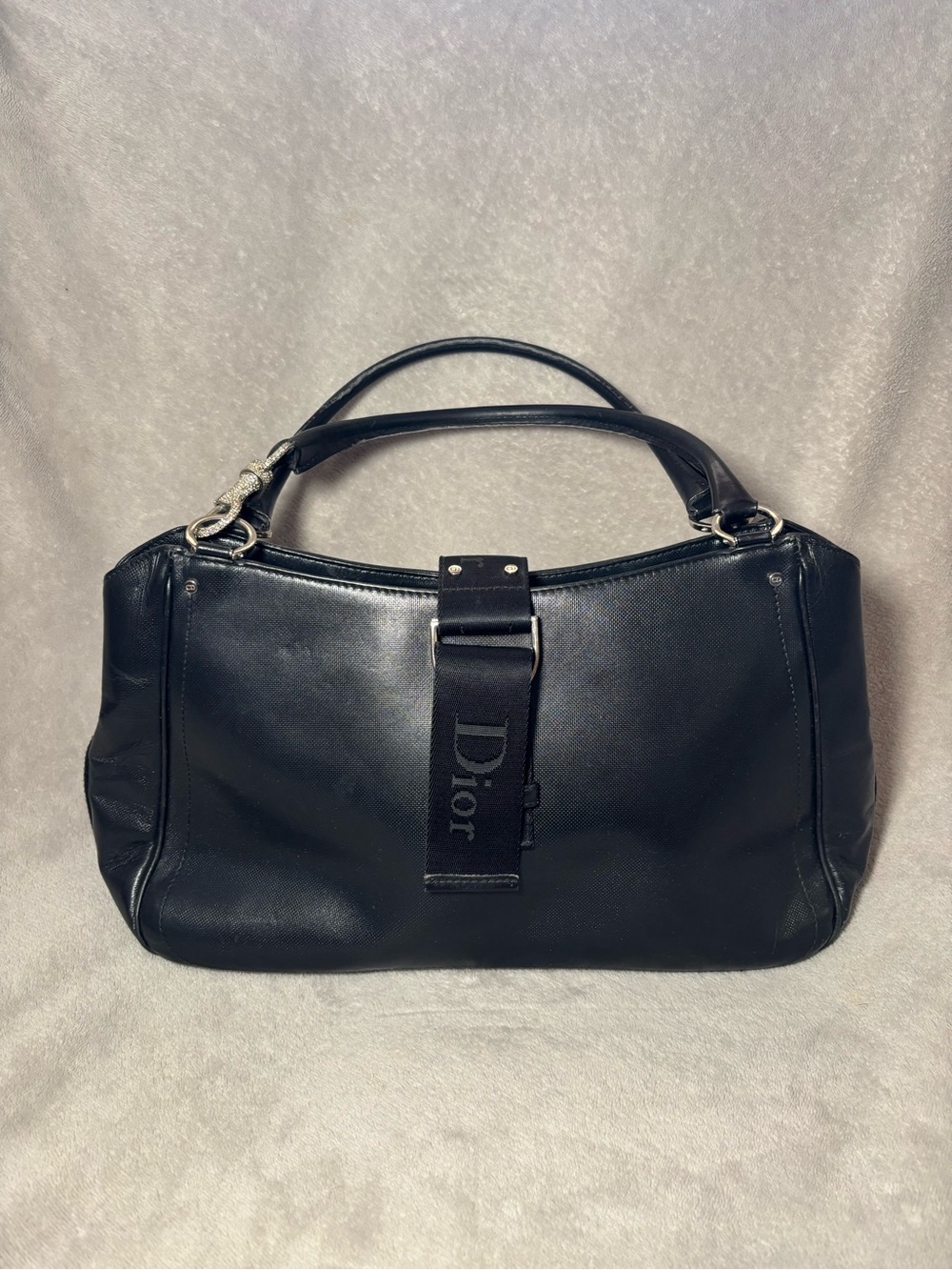 Christian Dior Vintage Hardcore Black Leather Shoulder Bag